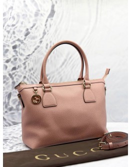 GUCCI DOLLAR GG CHARM DOME SATCHEL BAG IN PINK CALFSKIN LEATHER 