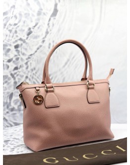 GUCCI DOLLAR GG CHARM DOME SATCHEL BAG IN PINK CALFSKIN LEATHER 