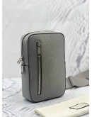 (LIKE NEW) GUCCI SLING BACKPACK IN GREY GG EMBOSSED CALFSKIN LEATHER