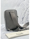 (LIKE NEW) GUCCI SLING BACKPACK IN GREY GG EMBOSSED CALFSKIN LEATHER