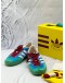 (UNUSED) GUCCI X ADIDAS GAZELLE SNEAKERS SIZE 38.5 IN LIGHT BLUE SILK COLOURWAY -FULL SET-
