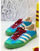 (UNUSED) GUCCI X ADIDAS GAZELLE SNEAKERS SIZE 38.5 IN LIGHT BLUE SILK COLOURWAY -FULL SET-