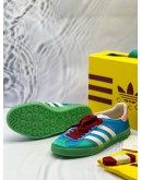 (UNUSED) GUCCI X ADIDAS GAZELLE SNEAKERS SIZE 38.5 IN LIGHT BLUE SILK COLOURWAY -FULL SET-
