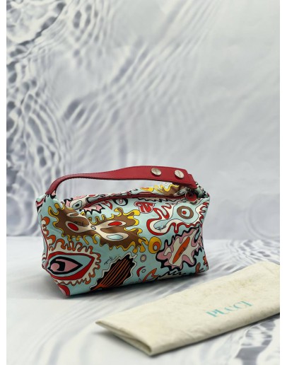 (LIKE NEW) EMILIO PUCCI POUCH BAG IN MULTICOLOR SILK 