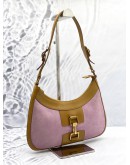 GUCCI JACKIE SHOULDER BAG IN PINK SUEDE WITH TAN LEATHER