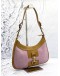 GUCCI JACKIE SHOULDER BAG IN PINK SUEDE WITH TAN LEATHER