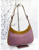 GUCCI JACKIE SHOULDER BAG IN PINK SUEDE WITH TAN LEATHER