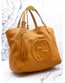 GUCCI SOHO TOTE BAG IN ORANGE PEBBLED LEATHER
