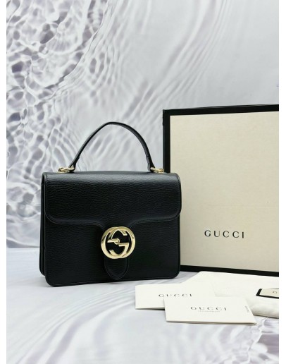 (CNY PROMO) (LIKE NEW) GUCCI INTERLOCKING G SMALL CROSSBODY BAG IN BLACK LEATHER -FULL SET-