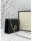 (CNY PROMO) (LIKE NEW) GUCCI INTERLOCKING G SMALL CROSSBODY BAG IN BLACK LEATHER -FULL SET-