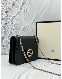 (CNY PROMO) (LIKE NEW) GUCCI INTERLOCKING G SMALL CROSSBODY BAG IN BLACK LEATHER -FULL SET-