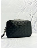(LIKE NEW) GUCCI CLUTCH IN BLACK GG MICROGUCCISSIMA CALFSKIN LEATHER