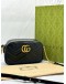 GUCCI GG MARMONT SMALL CAMERA CROSSBODY BAG IN BLACK MATELASSE CHEVRON LEATHER -FULL SET-