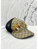 (LIKE NEW) GUCCI TIGERS PRINT BASEBALL CAP IN BEIGE GG SUPREME CANVAS 