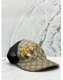 (LIKE NEW) GUCCI TIGERS PRINT BASEBALL CAP IN BEIGE GG SUPREME CANVAS 