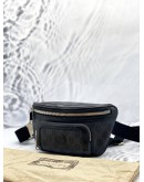 GUCCI BELT BAG IN BLACK GG SUPREME CANVAS WITH CALFSKIN LEATHER 