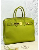 HERMES BIRKIN 35 IN VERT ANIS TOGO LEATHER