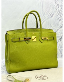 HERMES BIRKIN 35 IN VERT ANIS TOGO LEATHER