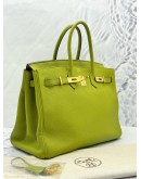 HERMES BIRKIN 35 IN VERT ANIS TOGO LEATHER