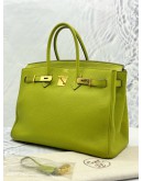 HERMES BIRKIN 35 IN VERT ANIS TOGO LEATHER