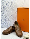(LIKE NEW) HERMES ODEON LOAFERS SIZE 43 IN BROWN CALFSKIN LEATHER -FULL SET-