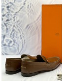 (LIKE NEW) HERMES ODEON LOAFERS SIZE 43 IN BROWN CALFSKIN LEATHER -FULL SET-