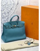 (LIKE NEW) HERMES BIRKIN 35 IN JEAN BLUE TOGO LEATHER -FULL SET-