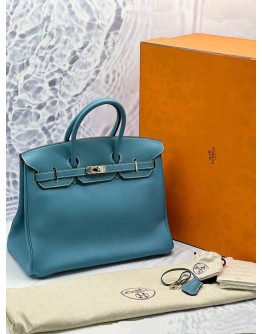 (LIKE NEW) HERMES BIRKIN 35 IN JEAN BLUE TOGO LEATHER -FULL SET-