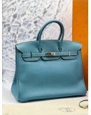 (LIKE NEW) HERMES BIRKIN 35 IN JEAN BLUE TOGO LEATHER -FULL SET-