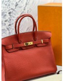 (LIKE NEW) HERMES BIRKIN 35 IN RED TOGO LEATHER -FULL SET-