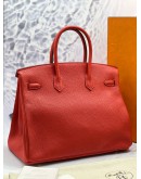 (LIKE NEW) HERMES BIRKIN 35 IN RED TOGO LEATHER -FULL SET-