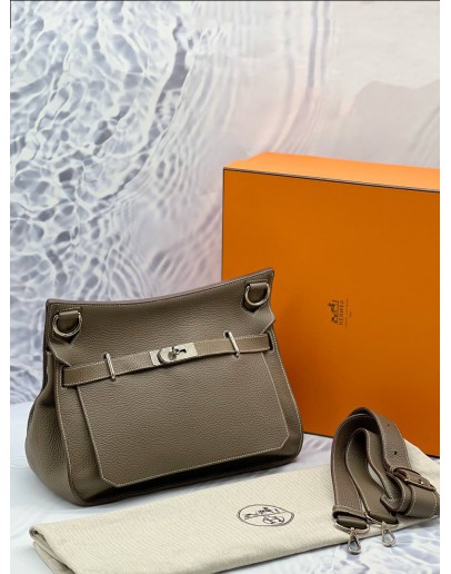 (LIKE NEW) HERMES JYPSIERE 31 IN ETOUPE CLEMENCE LEATHER -FULL SET-