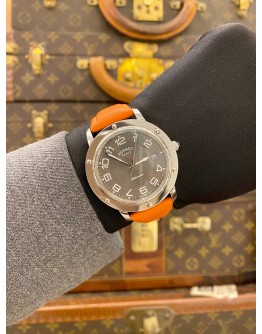 (LIKE NEW) HERMES CLIPPER REF CP2.810 GREY DIAL 39MM AUTOMATIC WATCH