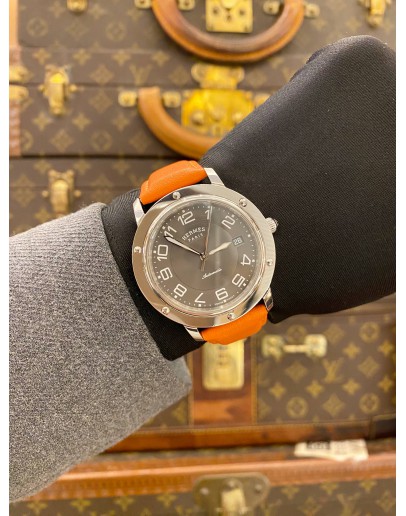 (LIKE NEW) HERMES CLIPPER REF CP2.810 GREY DIAL 39MM AUTOMATIC WATCH