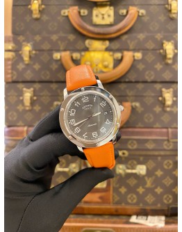 (LIKE NEW) HERMES CLIPPER REF CP2.810 GREY DIAL 39MM AUTOMATIC WATCH