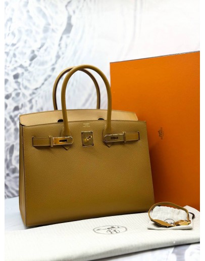 (BRAND NEW) 2021 HERMES BIRKIN 30 BAG IN MOUTARDE EPSOM LEATHER -FULL SET-