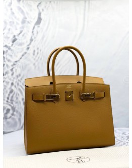 (BRAND NEW) 2021 HERMES BIRKIN 30 BAG IN MOUTARDE EPSOM LEATHER -FULL SET-