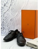 HERMES LOAFERS SIZE 43 IN BLACK LEATHER -FULL SET-