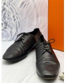 HERMES LOAFERS SIZE 43 IN BLACK LEATHER -FULL SET-