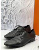 HERMES LOAFERS SIZE 43 IN BLACK LEATHER -FULL SET-