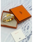(UNUSED) HERMES CLIC H BRACELET IN GOLD PLATED WITH WHITE ENAMEL -FULL SET-