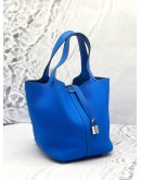 2016 HERMES PICOTIN LOCK 22 IN BLEU HYDRA TOGO LEATHER
