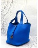 2016 HERMES PICOTIN LOCK 22 IN BLEU HYDRA TOGO LEATHER