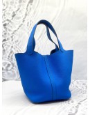 2016 HERMES PICOTIN LOCK 22 IN BLEU HYDRA TOGO LEATHER