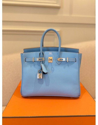 (UNUSED) HERMES BIRKIN 25 IN BLEU CELESTE EPSOM LEATHER