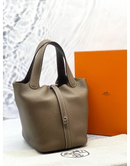 2022 HERMES PICOTIN 18 IN ETOUPE CLEMENCE LEATHER 