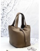 2022 HERMES PICOTIN 18 IN ETOUPE CLEMENCE LEATHER 