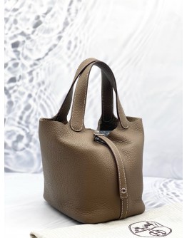 2022 HERMES PICOTIN 18 IN ETOUPE CLEMENCE LEATHER 