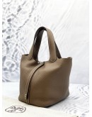 2022 HERMES PICOTIN 18 IN ETOUPE CLEMENCE LEATHER 