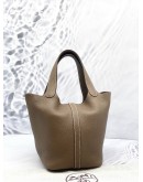 2022 HERMES PICOTIN 18 IN ETOUPE CLEMENCE LEATHER 